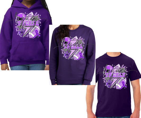 Purple Game Falcon Football Tackle Cancer PURPLE Cotton/Poly Blend & PERFORMANCE Top Options