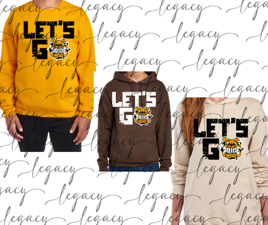 Let's Go Bulldog Pride Cotton/Poly Blend Multi Color Top Options Bulldogs 2025