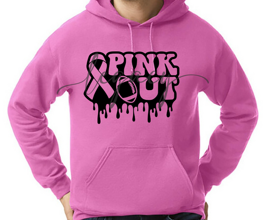 Drip PINK Cotton/Poly Blend Top Options Pink Out Football 2025 Ogemaw Browns Falcon Football