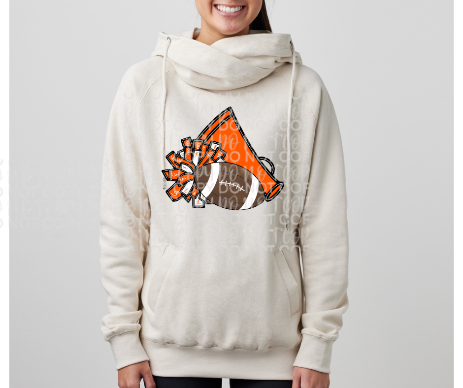 Ogemaw Browns 2025 Pom Megaphone Football Cowl Neck Top Options