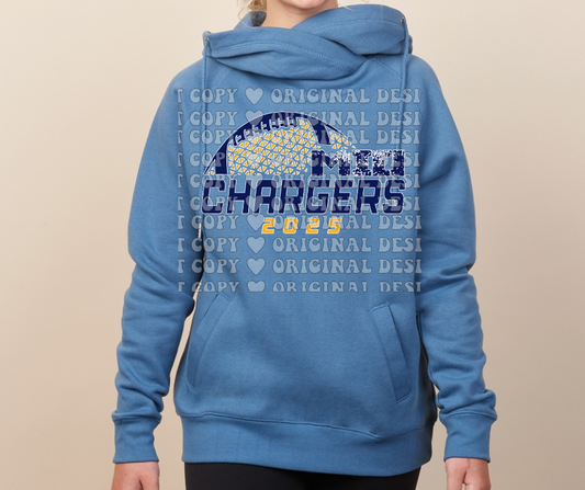 Chargers Football detail Cowl Neck Top Options Mio Chargers 2025