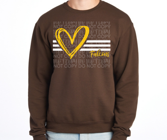 Ogemaw Falcons 2025 Falcon Heart Lines Cotton/Poly Blend Top Options