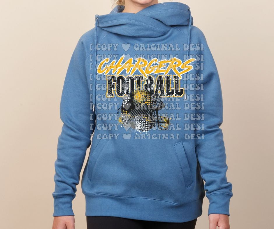 Chargers Grunge Football Cowl Neck Top Options Mio Chargers 2025