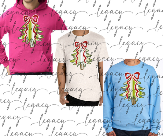 Bow & Tree Cotton/Poly Blend Multi Color Top Options Holiday Magic