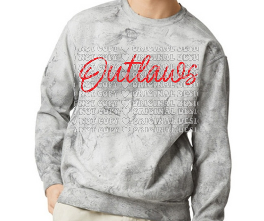 Ogemaw Outlaws 2025 Comfort Colors Smoke Top Options Outlaws Cursive minimalist