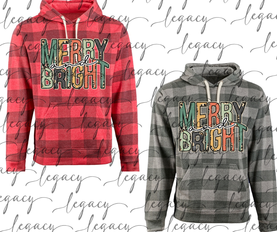 Merry & Bright Plaid Hoodie Options Holiday Magic