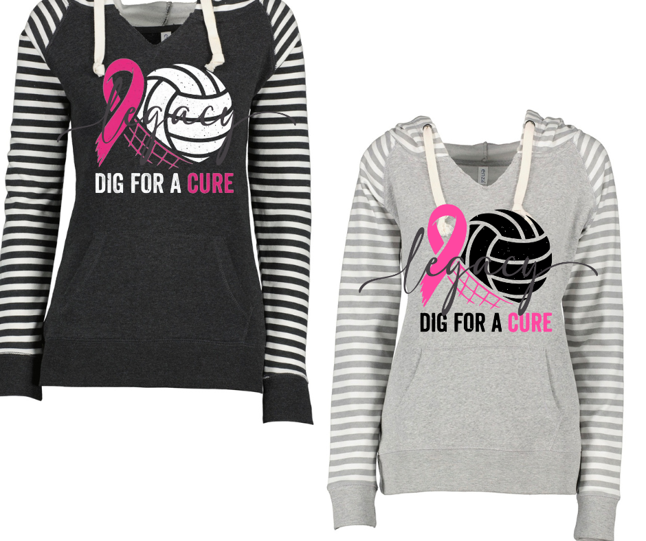 Pink Out Volleyball Dig Striped Sleeves Hoodie Top Options