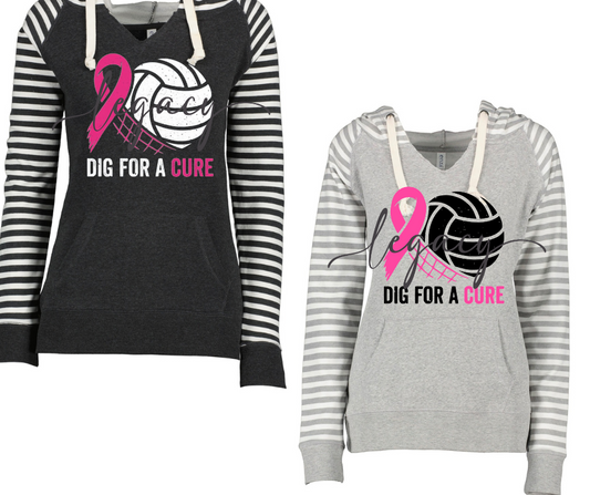 Pink Out Volleyball Dig Striped Sleeves Hoodie Top Options