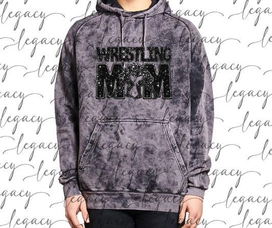 Wrestling MOM Faux Glitter Wrestling 2025 Cloud Hoodie