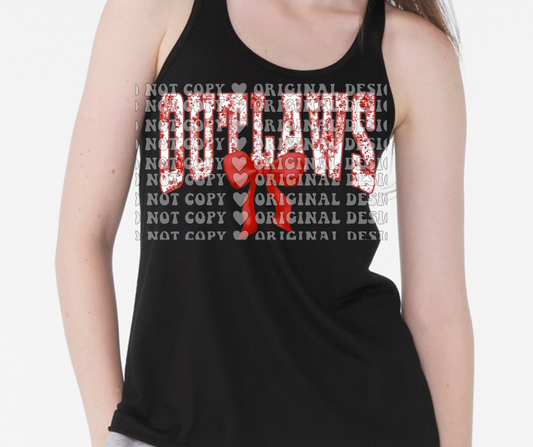 Ogemaw Outlaws 2025 Softball Red Black Gray Tank Top Options Floral Outlaws Bow