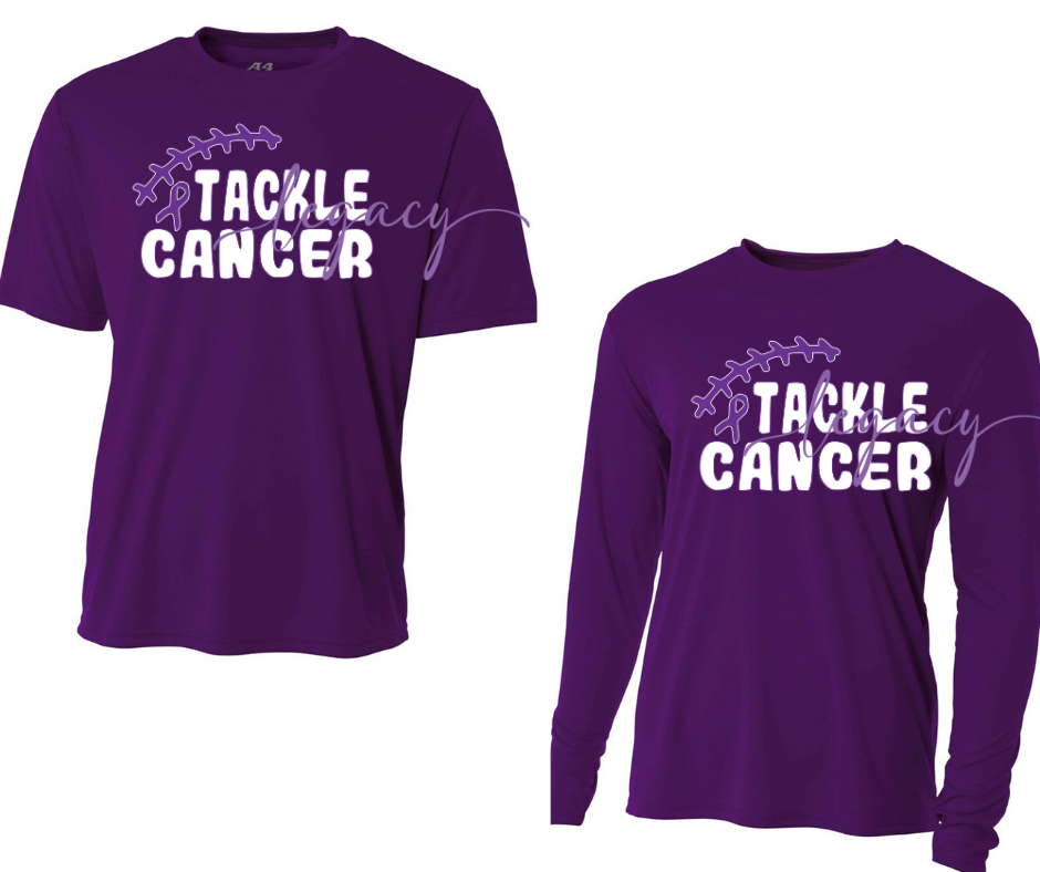 Purple Game Falcon Football Tackle Cancer Ribbon PURPLE Cotton/Poly Blend & PERFORMANCE Top Options