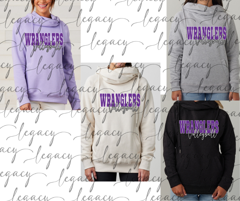 Wranglers 2025 Wranglers Volleyball cursive Cowl Neck Top Options