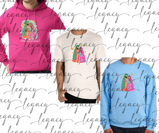 Mary did you know? Cotton/Poly Blend Multi Color Top Options Holiday Magic