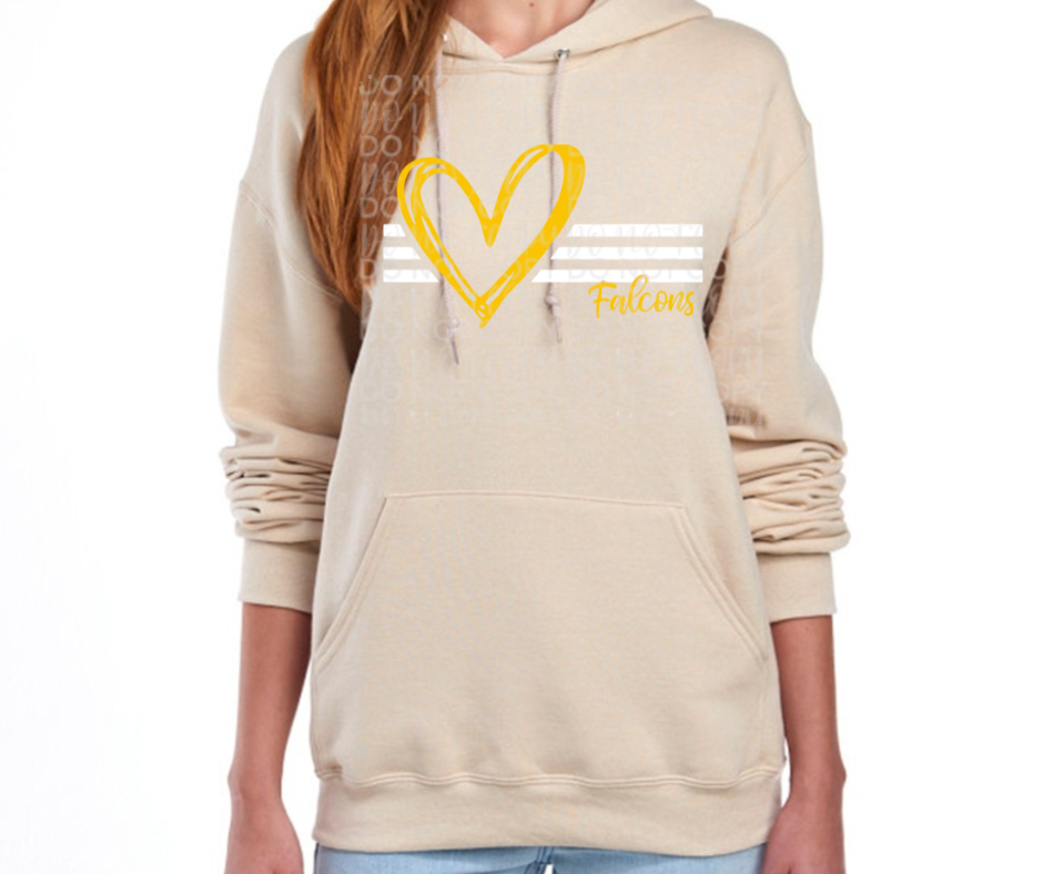 Ogemaw Falcons 2025 Falcon Heart Lines Cotton/Poly Blend Top Options