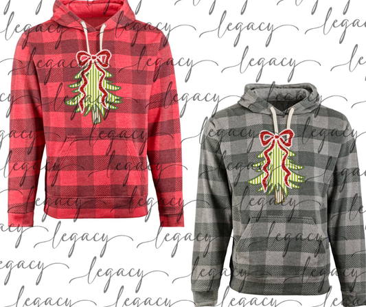 Bow & Tree Plaid Hoodie Options Holiday Magic