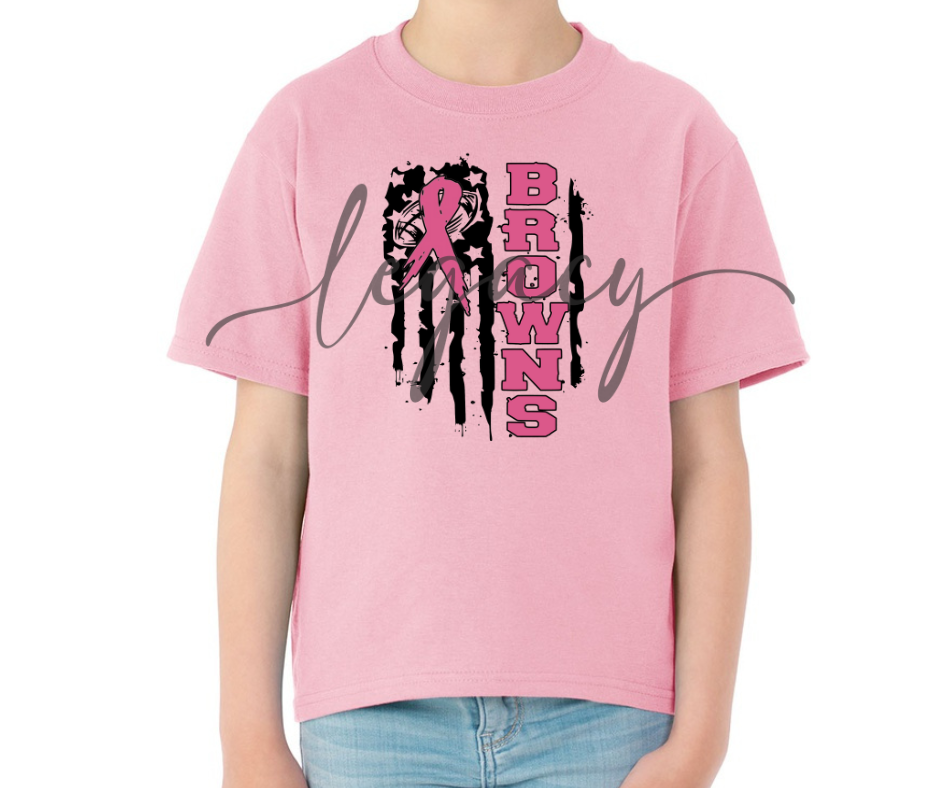 Football Flag PINK Cotton/Poly Blend Top Options Pink Out Football 2025 Ogemaw Browns Falcon Football