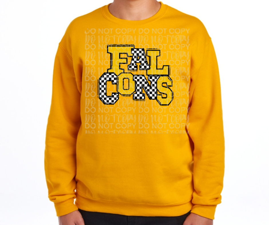 Ogemaw Falcons 2025 Checkered Falcons Cotton/Poly Blend Top Options