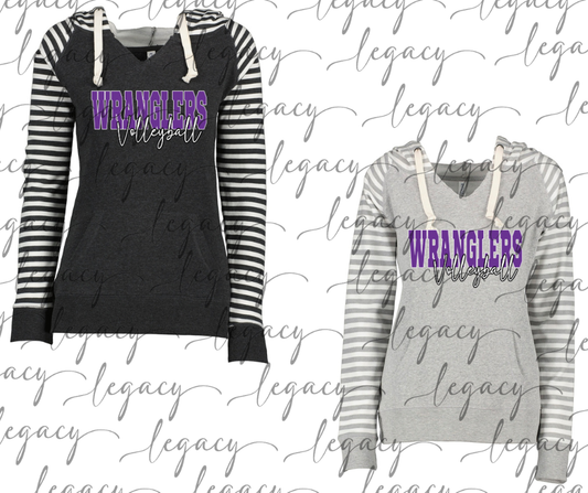 Wranglers 2025 Wranglers Volleyball cursive Striped Sleeves Hoodie Top Options