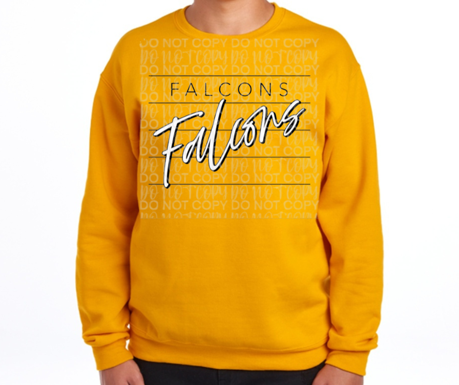 Ogemaw Falcons 2025 Falcons Lines Cursive Cotton/Poly Blend Top Options