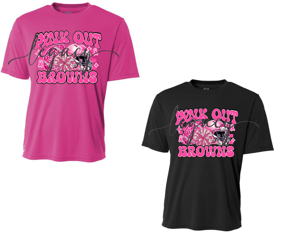 PINK OUT Football Helmet Pom Performance Dri Fit Top Options Ogemaw Browns