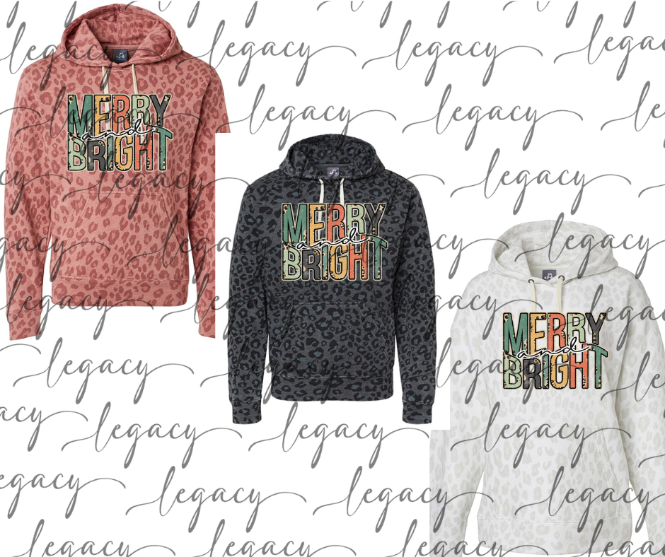Merry & Bright Leopard Women's Hoodie Options Holiday Magic