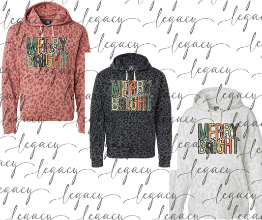 Merry & Bright Leopard Women's Hoodie Options Holiday Magic