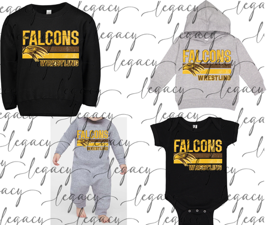 Falcons Wrestling Distressed Stripes Toddler & Infant apparel Options Falcon Wrestling 2025