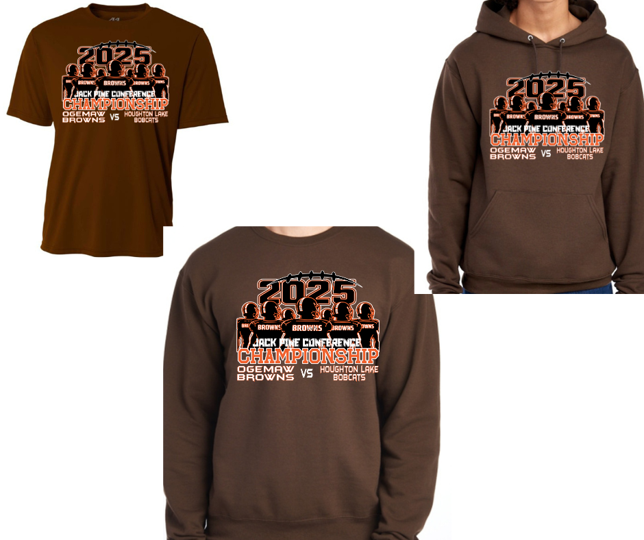 Ogemaw Browns 2025 JPC Championship Cotton/Poly Blend Multi Color Top Options