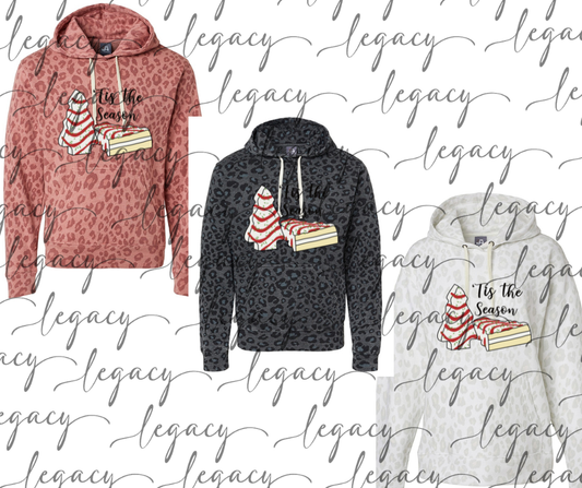 Tis the season Cake Trees Leopard Women's Hoodie Options Holiday Magic