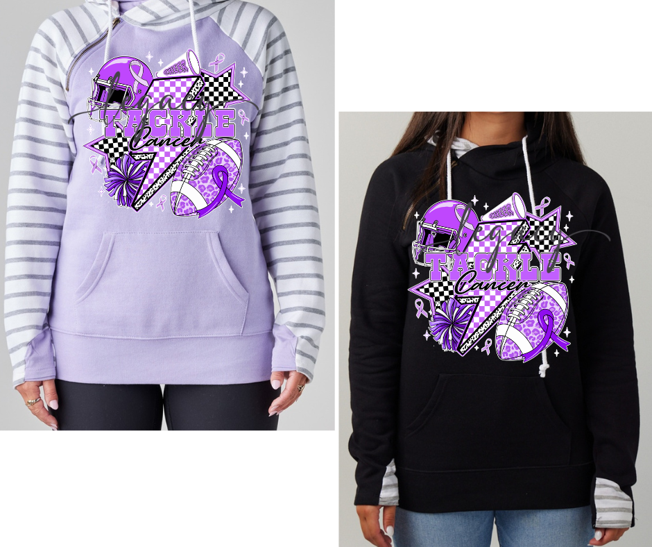 Purple Game Falcon Football Tackle Cancer Double Hood Top Options