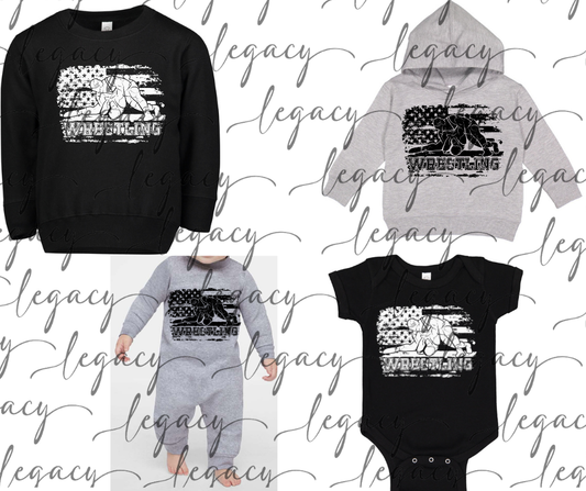 Wrestlers Flag Wrestling 2025 Toddler & Infant apparel Options Wrestling 2025