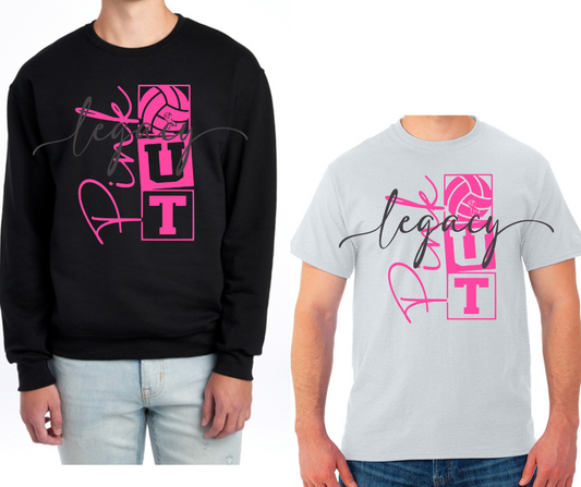 Pink Out Volleyball Stacked Black & Grey Cotton/Poly Blend Top Options Pink Out