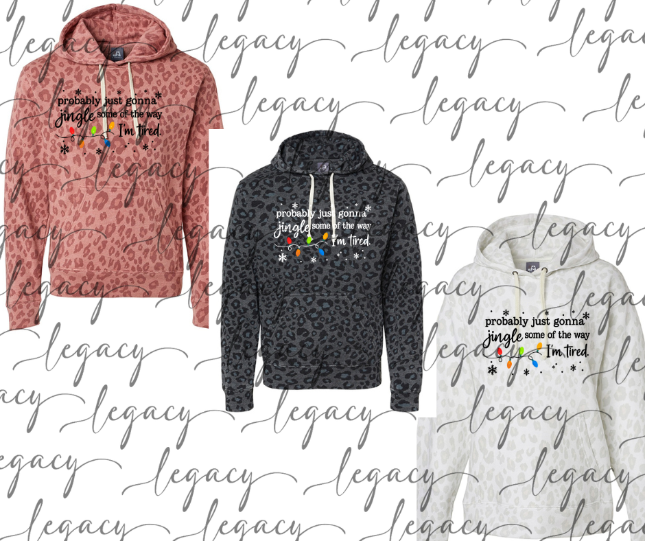 Jingle Tired Leopard Women's Hoodie Options Holiday Magic