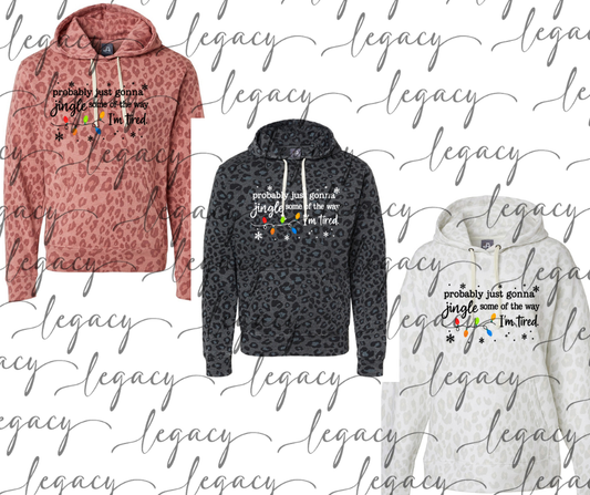 Jingle Tired Leopard Women's Hoodie Options Holiday Magic