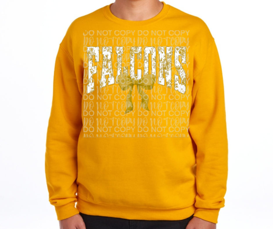 Ogemaw Falcons 2025 Floral Falcons Bow Cotton/Poly Blend Top Options
