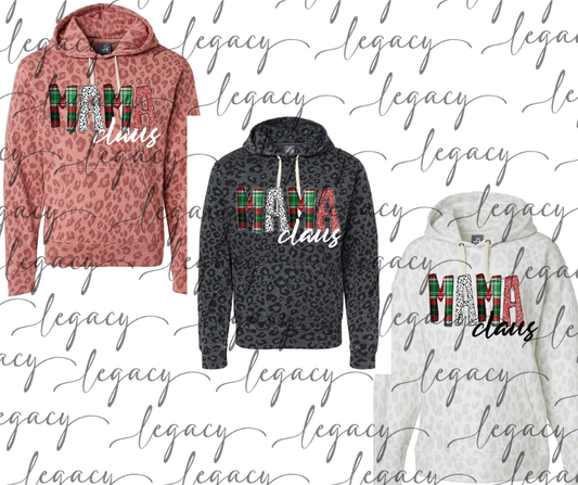 Mama Claus Leopard Women's Hoodie Options Holiday Magic