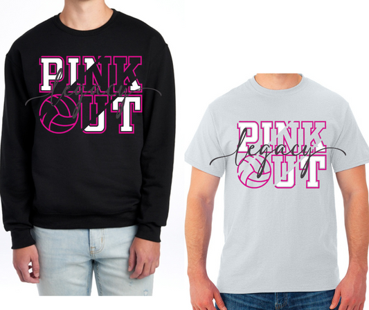 Pink Out Volleyball Black & Grey Cotton/Poly Blend Top Options Pink Out