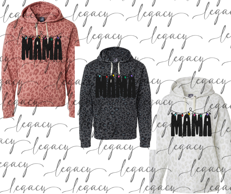 Mama Lights Leopard Women's Hoodie Options Holiday Magic