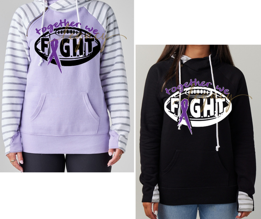 Purple Game Falcon Football Together We Fight Ribbon Double Hood Top Options