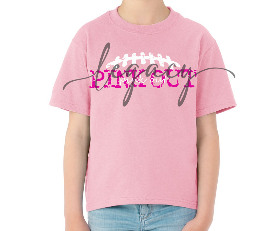 Football Cursive PINK Cotton/Poly Blend Top Options Pink Out Football 2025 Ogemaw Browns Falcon Football