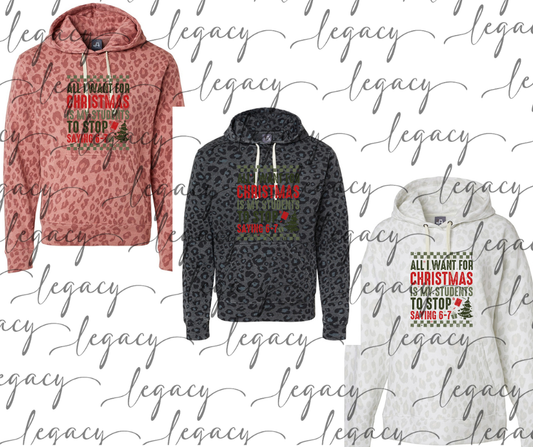 Teacher 6-7 Leopard Women's Hoodie Options Holiday Magic