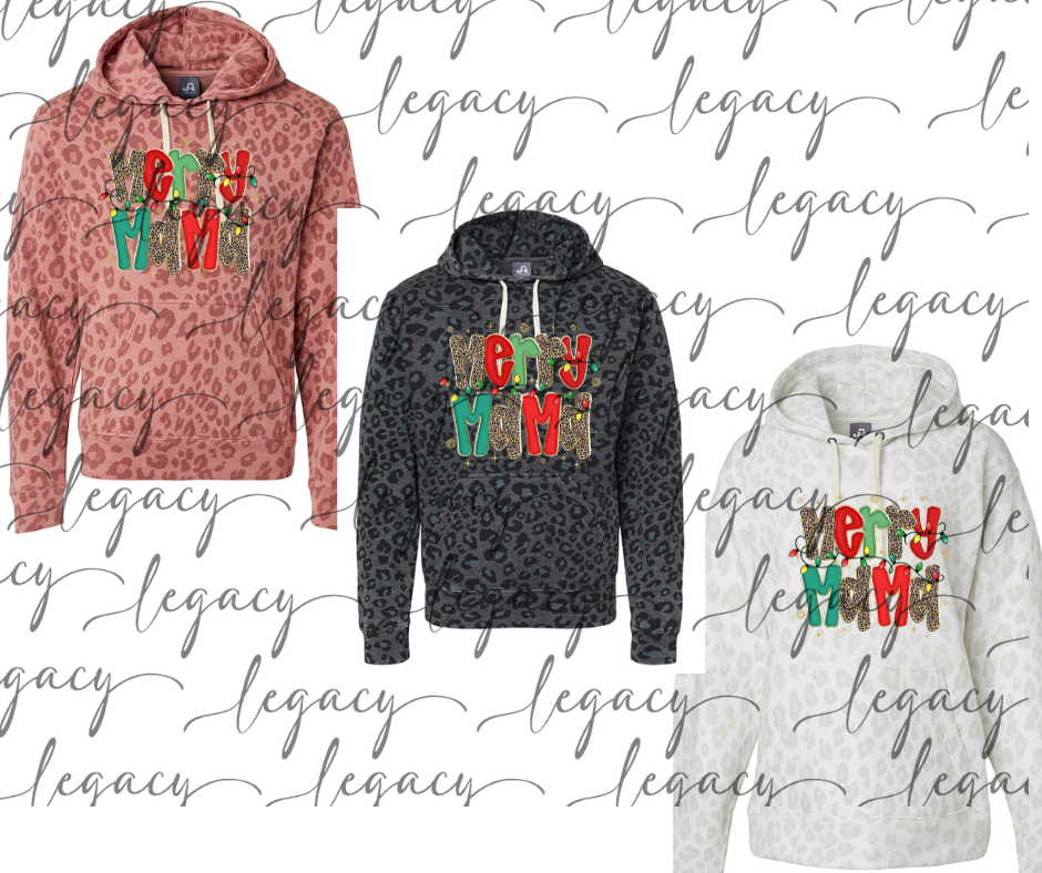 Merry Mama Leopard Women's Hoodie Options Holiday Magic