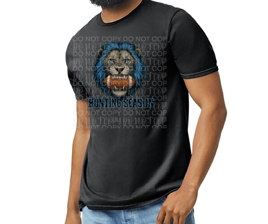 Lions Football Hunting Season Black Grey Top Options One Pride