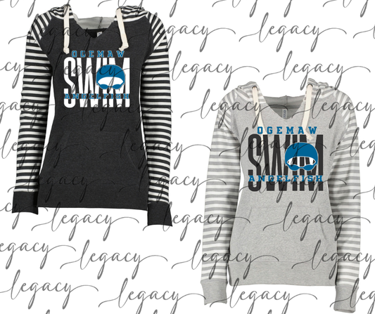 Angelfish Swim 2025 Striped Sleeves Hoodie Top Options Angelfish Swim Goggles