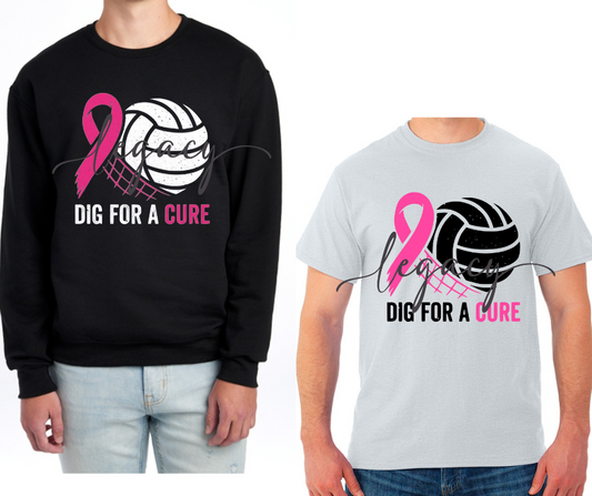 Pink Out Volleyball Dig Black & Grey Cotton/Poly Blend Top Options Pink Out
