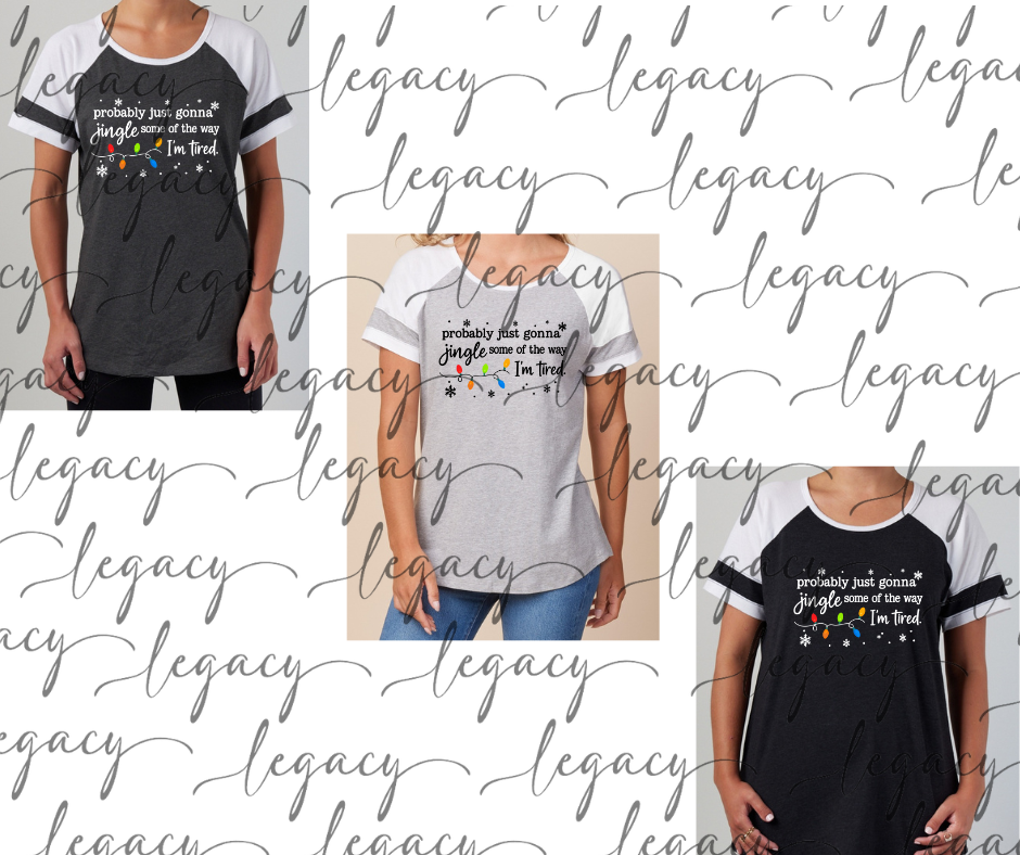 Jingle Tired Colorblock Women's Tee Multi Color Options Holiday Magic