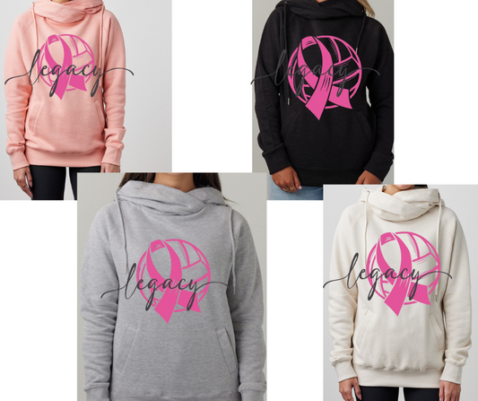 Pink Out Volleyball Ribbon Cowl Neck Top Options Falcon Pink Out