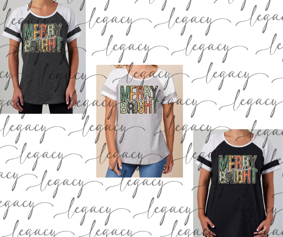 Merry & bright Colorblock Women's Tee Multi Color Options Holiday Magic