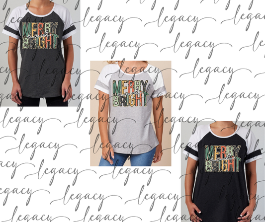 Merry & bright Colorblock Women's Tee Multi Color Options Holiday Magic