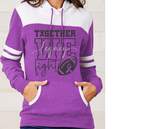 Purple Game Falcon Football Together We Fight Varsity Sleeve Style Hoodie